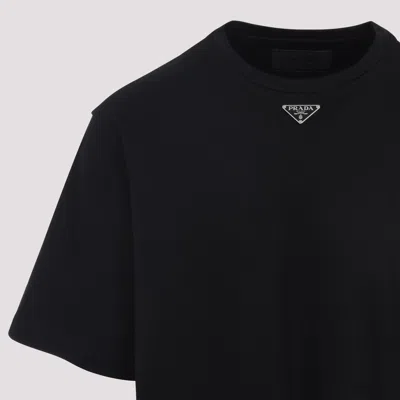 Prada Triangle Logo Oversized T-shirt In Black