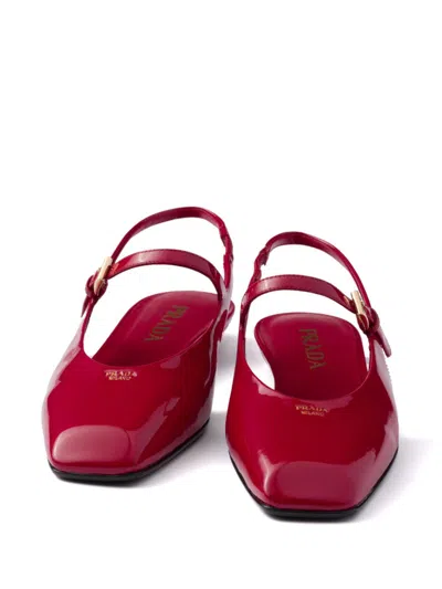 Prada Patent Leather Slingback Ballerinas In Multi