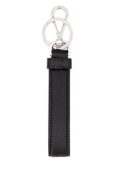 Prada Saffiano Leather Key Fob In Black