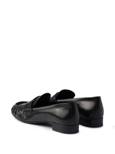 Prada Brushed Leather Loafers In Black