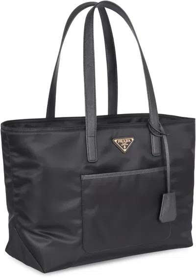 Prada Re-edition 1978 Medium Re-nylon And Saffiano Leather Tote Bag In Gray