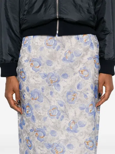 Prada Printed Nylonette Midi-skirt In White