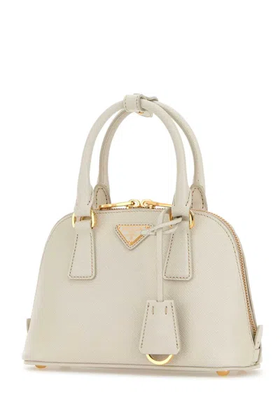 Prada Promenade Saffiano Leather Hand Bags In White
