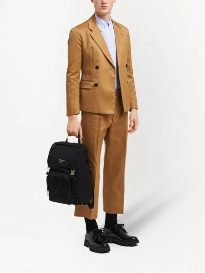 Prada Nylon Backpack With Adjustable Straps And Pockets In Black