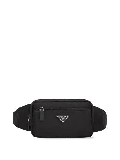 Prada Re-nylon And Saffiano Leather Belt Bags In Black