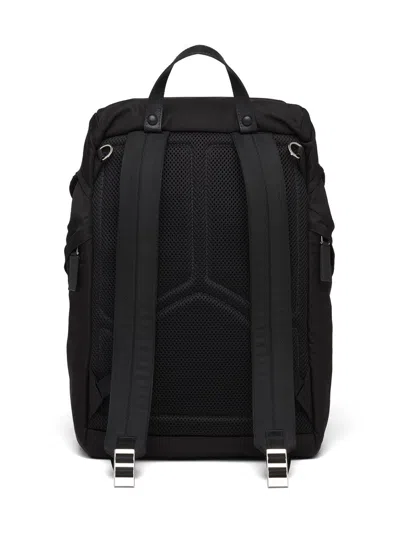 Prada Nylon Backpack With Adjustable Straps And Pockets In Black