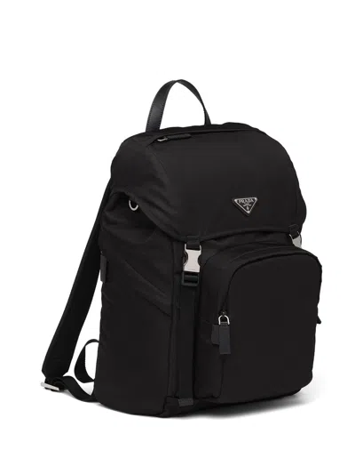 Prada Nylon Backpack With Adjustable Straps And Pockets In Black