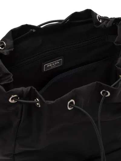 Prada Nylon Backpack With Adjustable Straps And Pockets In Black