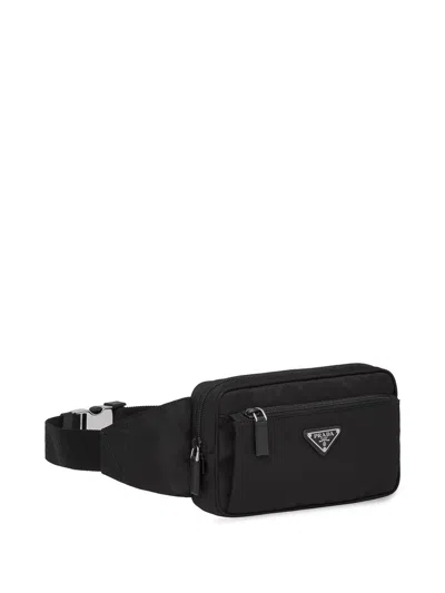 Prada Re-nylon And Saffiano Leather Belt Bags In Black
