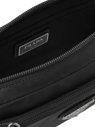 Prada Re-nylon And Saffiano Leather Belt Bags In Black