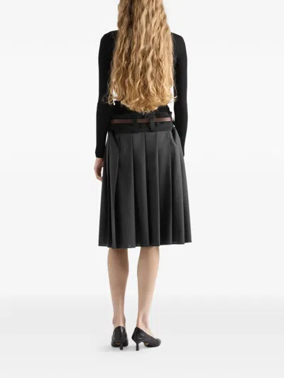 Prada Textured Wool Crewneck Sweater With Long Sleeves In Black