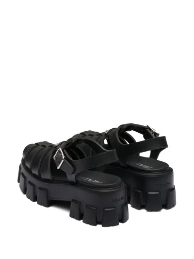 Prada Rubber Monolith Sandals In Black