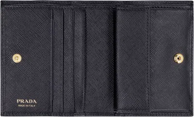 Prada Small Triangle Logo Wallet In Saffiano Leather In Black
