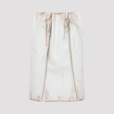 Prada Abstract Print Drawstring Waist Front Slit Skirt In Neutral