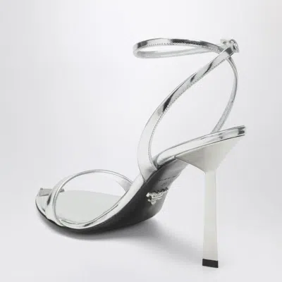 Prada Silver Metallic Leather High Sandals
