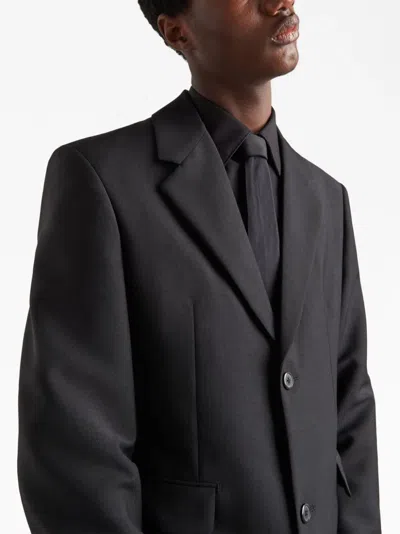 Prada Single-breasted Mohair Wool Jacket In Black