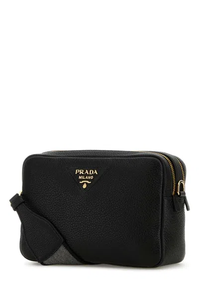 Prada Nylon Camera Bag With Leather Detailing In Black