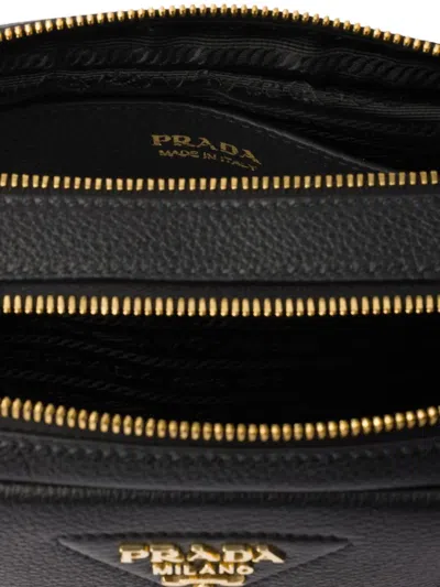 Prada Nylon Camera Bag With Leather Detailing In Black
