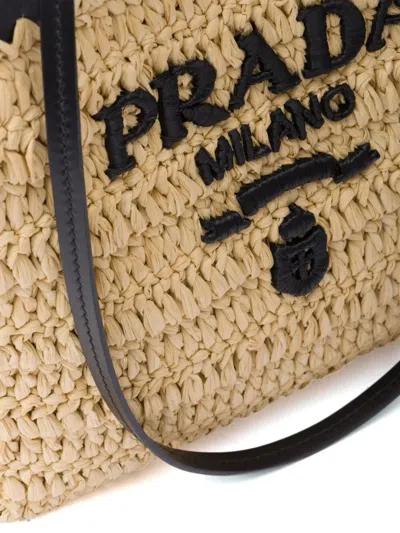 Prada Women Small Crochet And Leather Tote Bag In Multi