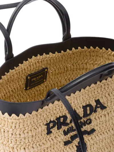 Prada Women Small Crochet And Leather Tote Bag In Multi
