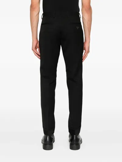 Prada Straight Leg Wool Trousers In Black