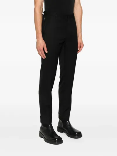 Prada Straight Leg Wool Trousers In Black