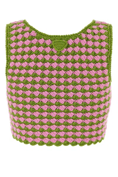 Prada Crochet Crop Top Scalloped Hem