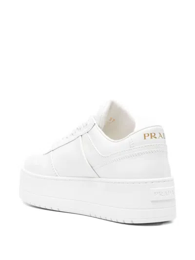 Prada White Leather Downtown Sneakers In White