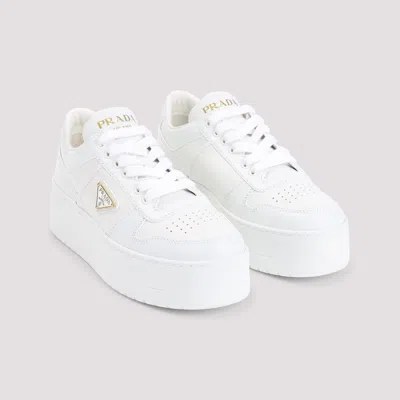 Prada White Leather Downtown Sneakers In White