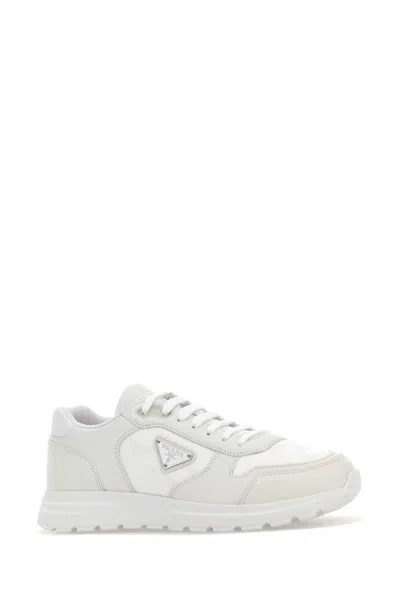 Prada Casual Leather And Fabric Low-top Sneakers In White