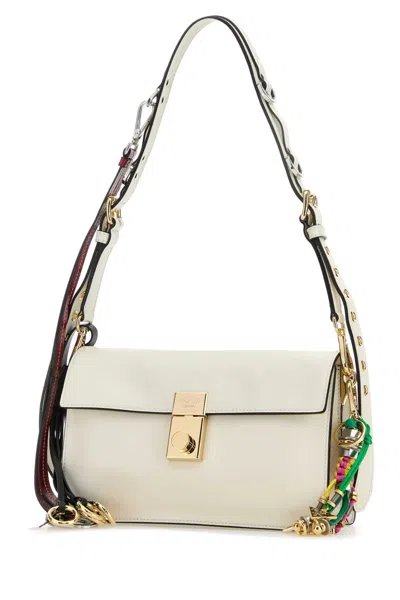Prada Soft Sound Small Leather Shoulder Bag With Charms In White
