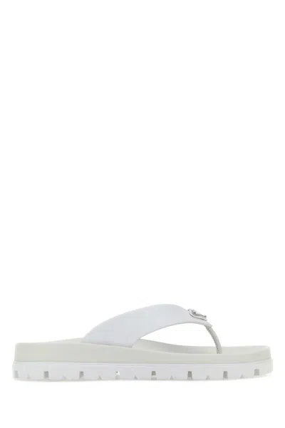 Prada Rubber Thong Sandals Flat Open Toe In White