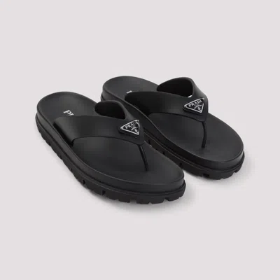 Prada Rubber Thong Sandals Flat Open Toe In White