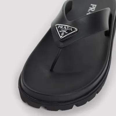 Prada Rubber Thong Sandals Flat Open Toe In White