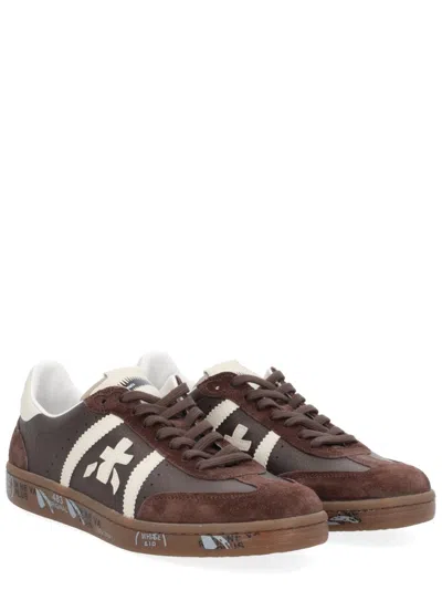 Premiata Suede Sneakers With Rubber Sole And Perforations In Multi