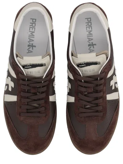 Premiata Suede Sneakers With Rubber Sole And Perforations In Multi