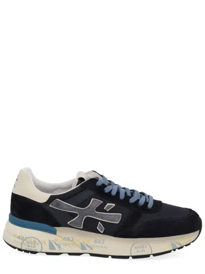 Premiata Layered White And Grey Sneakers With Sculpted Sole In Multi