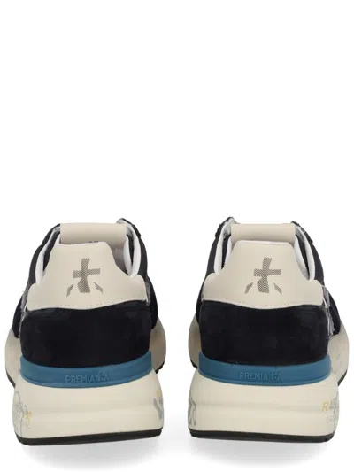 Premiata Layered White And Grey Sneakers With Sculpted Sole In Multi