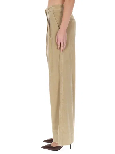Pt Torino Beige Cotton Blend Trousers In Nude
