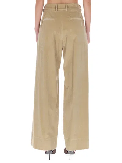 Pt Torino Beige Cotton Blend Trousers In Nude