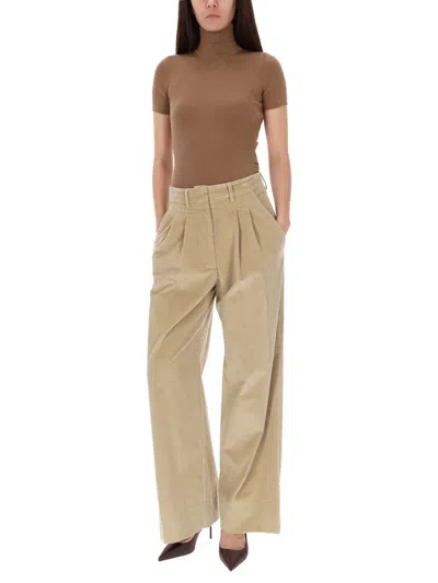 Pt Torino Beige Cotton Blend Trousers In Nude