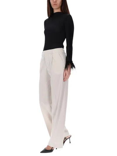 Pt Torino Powder Virgin Wool Trousers In White