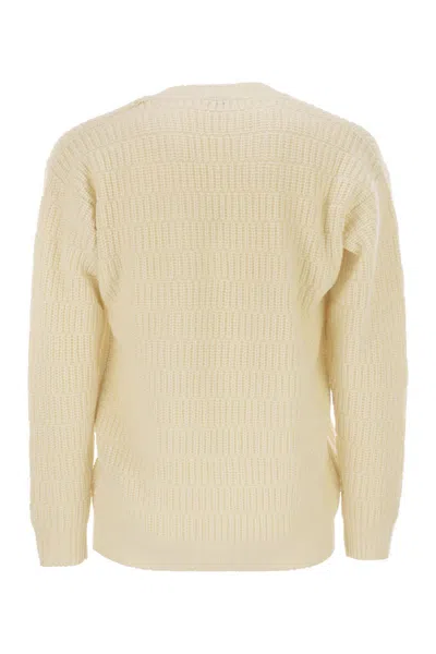 Pt Torino Wool Sweater With V-neck In Neutral
