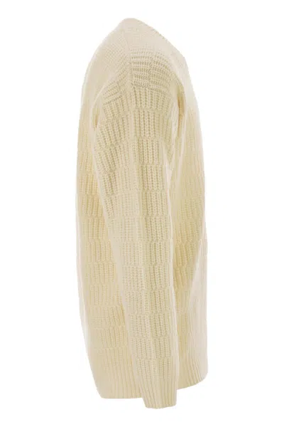 Pt Torino Wool Sweater With V-neck In Neutral