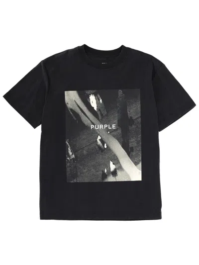 Purple Brand Textured Cotton Jersey Graphic T-shirt In Black