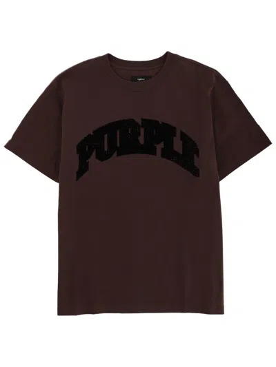 Purple Brand Flocked Logo Heavyweight Cotton Graphic T-shirt In Brown