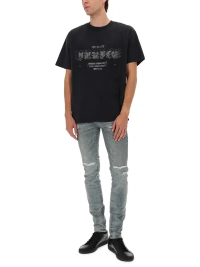 Purple Brand Graphic Print Short Sleeve T-shirt In Black