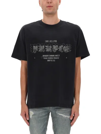 Purple Brand Graphic Print Short Sleeve T-shirt In Black