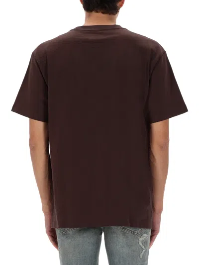 Purple Brand Flocked Logo Heavyweight Cotton Graphic T-shirt In Brown