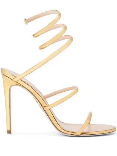 René Caovilla Rene Caovilla Cleo Leather Heel Sandals In Gold